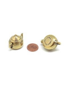 Breloque théière doré pâle en métal argenté pour création DIY maison miniature 2