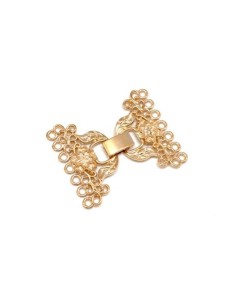 Fermoir clip doré en métal travaillé pour bracelet à 7 rangs
