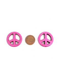 Perle Peace and Love rose 25mm imitation turquoise "Howlite" 2