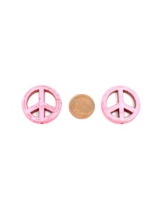 Perle Peace and Love rose pâle imitation turquoise "Howlite" 25mm 2