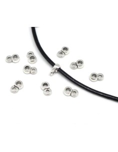 Mini bélière argenté en métal pour cordon de 2mm