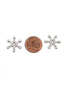 Perle rondelle intercalaire étoile argenté en métal 14mm 2