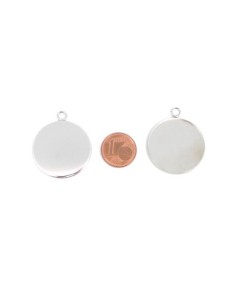 Pendentif argenté rond pour cabochon de 25mm en acier inoxydable 2