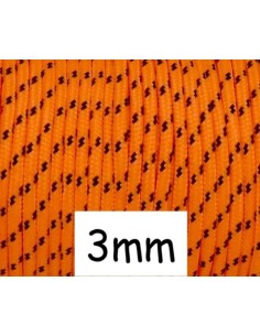 paracorde 3mm orange fluo et noir cordon nylon tressé bicolore