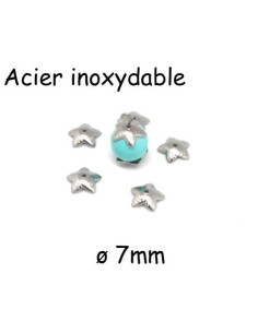 Coupelle argenté en acier inoxydable étoile 7mm, chapeau pour perle