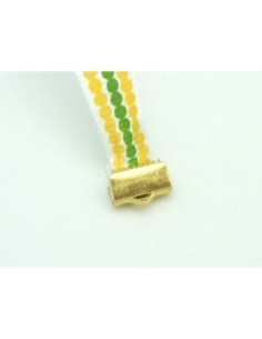Ruban Galon plat pois vert et jaune sur fond blanc 10mm... 2