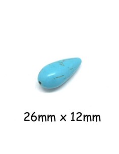 Perle forme goutte imitation turquoise "Howlite" bleu turquoise