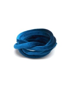 Cordon spaghetti élastique bleu canard en velours 5mm 2