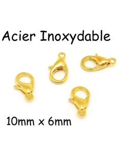 mousqueton doré en acier inoxydable 10mm x 6mm