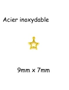 petite breloques étoile doré en acier inoxydable pour collier
