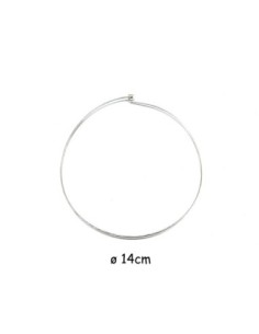 Collier tour de cou rigide argenté -  jonc torque en métal argenté 14cm