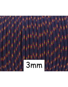 Paracorde bleu marine rouge jaune 3mm cordon nylon tressé, gainé