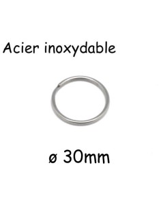 Anneau double 30mm en acier inox argenté - Anneau pour sac, porte clef