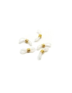 attache cordon lunette, chainette en silicone transparent et acier inox doré