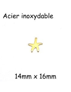 Breloque étoile de mer doré en acier inox