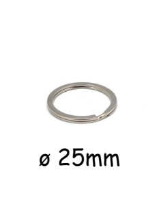 Anneau porte clé argenté 25mm - Anneau double argenté pour sac, porte clef