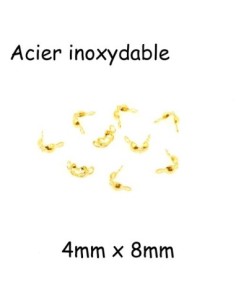 Cache-noeuds embout cordon acier inoxydable doré
