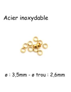 Perle écraser doré acier inoxydable pour cordon de 2mm à 2,5mm