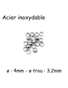 Perle à écraser argenté en acier inoxydable pour cordon de 3mm