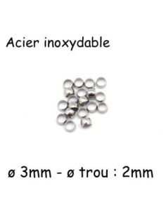 Perle à écraser argenté en acier inoxydable pour cordon de 2mm