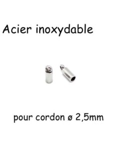 Embout argenté en acier inoxydable pour cordon de 2,5mm