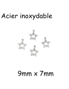 Petite breloque étoile argenté en acier inoxydable pour bijoux