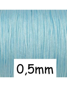 Fil de jade fin 0,5mm de couleur bleu ciel pour bracelet WRAP, SHAMBALLA avec perles fines