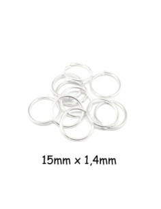 Anneau de jonction épais, résistant en métal argenté brillant 15mm x 1,4mm