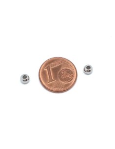 Perle ronde 4mm argenté en acier inoxydable pour cordon de 1mm 2