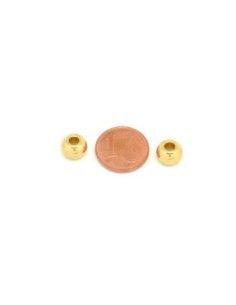 Perle ronde doré 8mm à gros trou en acier inoxydable pour cordon de 3mm 2
