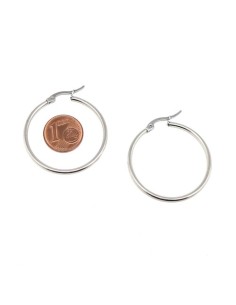 Créole argenté acier inox 30mm 2