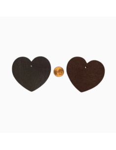 Grand Pendentif coeur en cuirmarron foncé 6cm 2