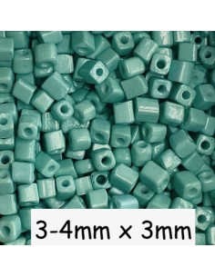 Perle rocaille cube vert opaline pour création DIY