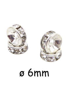 Rondelle argenté avec strass 6mm pour loisirs créatifs