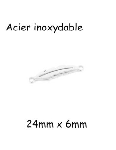 Perle Connecteur plume en acier inoxydable argenté