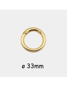 Mousqueton rond, porte clé, anse de sac  33mm en métal doré