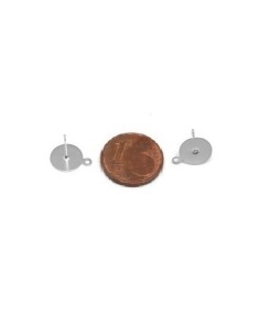 Plateau puce de boucles d'oreilles en acier inoxydable argenté disque 8mm 2