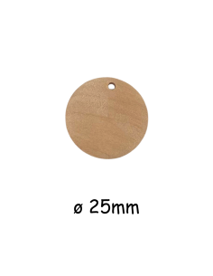 Pendentif rond 25mm en bois naturel pour création