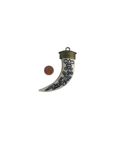 Pendentif dent ivoire et bronze 8cm 2