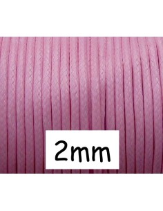 Cordon polyester enduit 2mm rose pâle popur bijoux