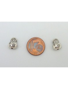 10 Petites Perles Poupée russe Matriochka en métal argenté 10,2mm 2