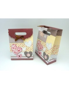 Pochette Cadeaux patchwork multicolore et coeur sur fond... 2