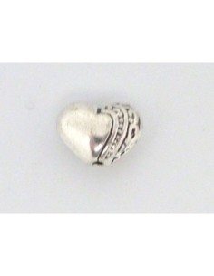 5 Perles connecteur petit coeur en métal argenté 7,1mm 2