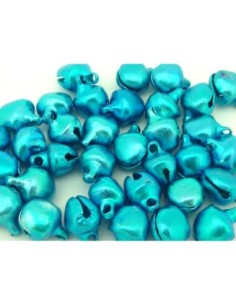 10 grelots en métal couleur bleu 10,3mm 2