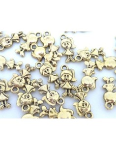 Breloque, pendentif, fillette, Charm en métal vieil or,... 2