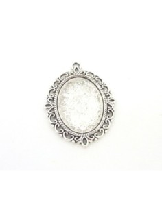 Support cabochon pendentif en métal argenté 44,3mm