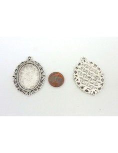 Support cabochon pendentif en métal argenté 44,3mm 2