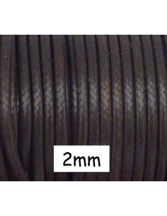 Cordon polyester enduit 2mm souple imitation cuir marron brun brillant