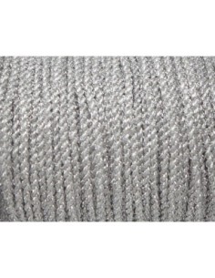 Cordon mouliné polyester et lurex effet métallisé de couleur blanc et argenté 1,5mm 