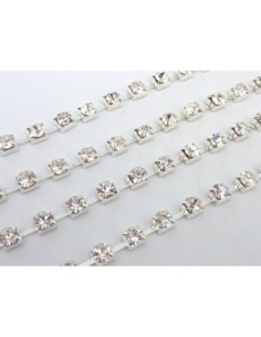 Chaînette strass en métal argenté